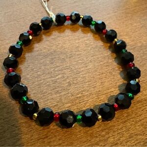 Faceted Crystal Stretch Bracelet - Rasta Inspired